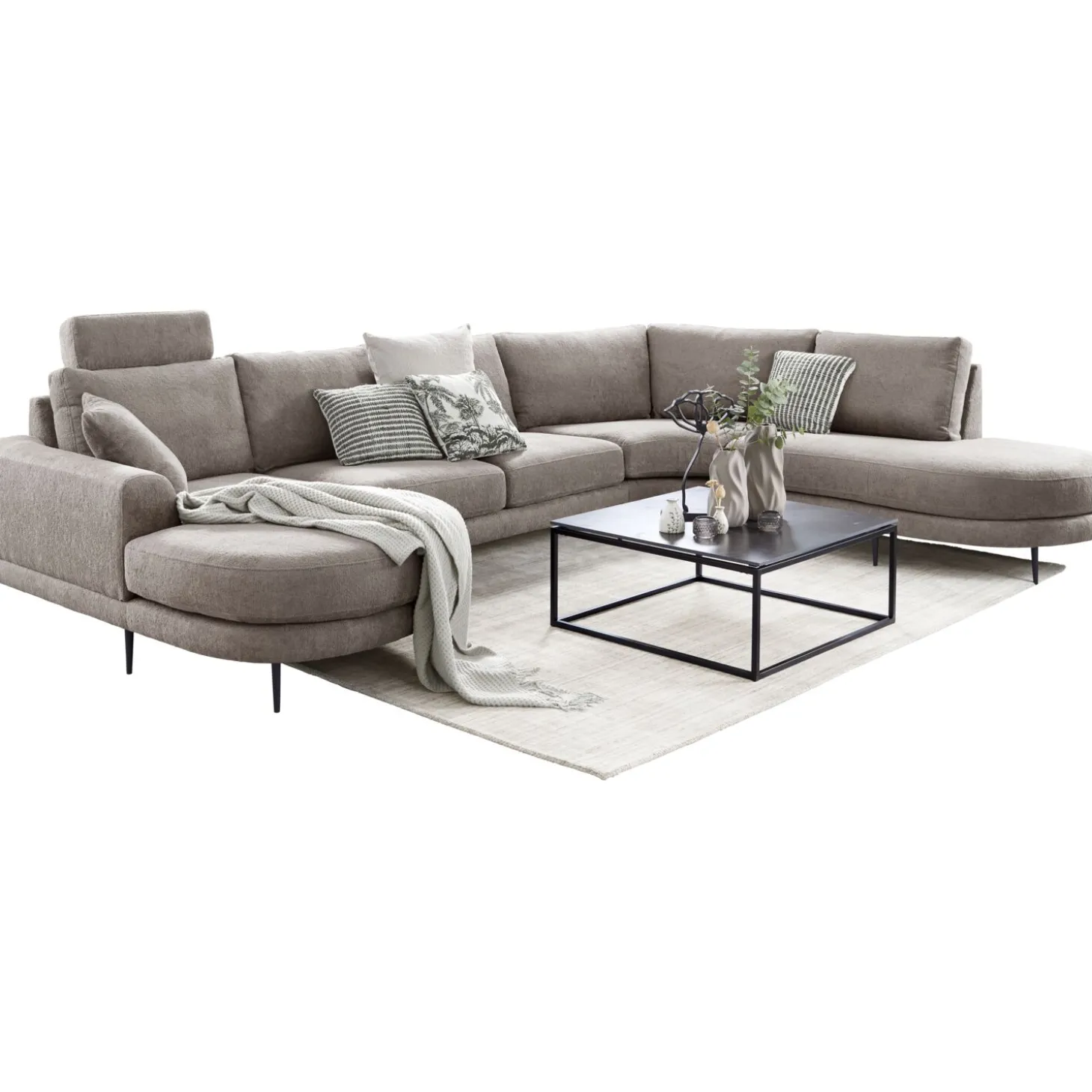 Hoekbank rechts Aziri Pocket visco zitting taupe