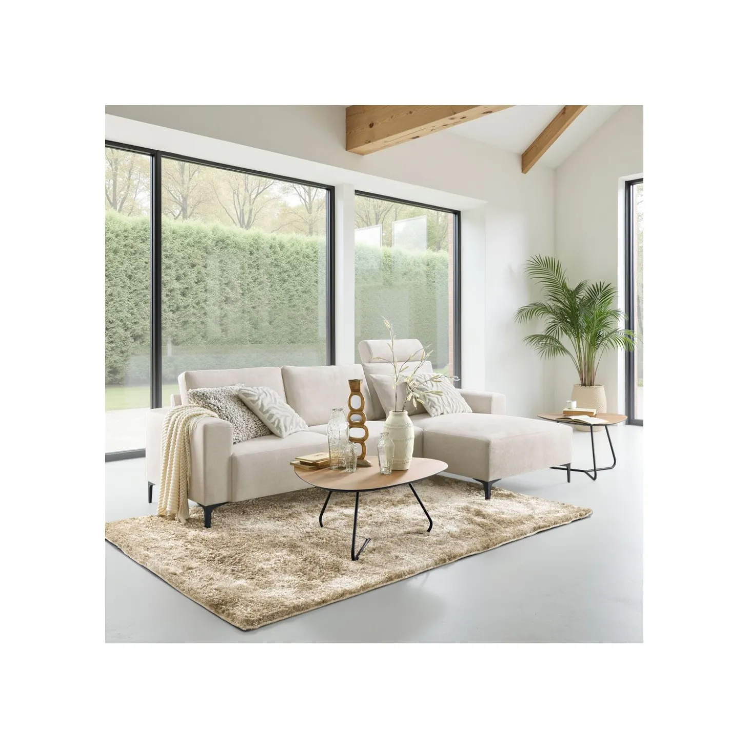 Hoekbank rechts Fabria Beige basic comfort