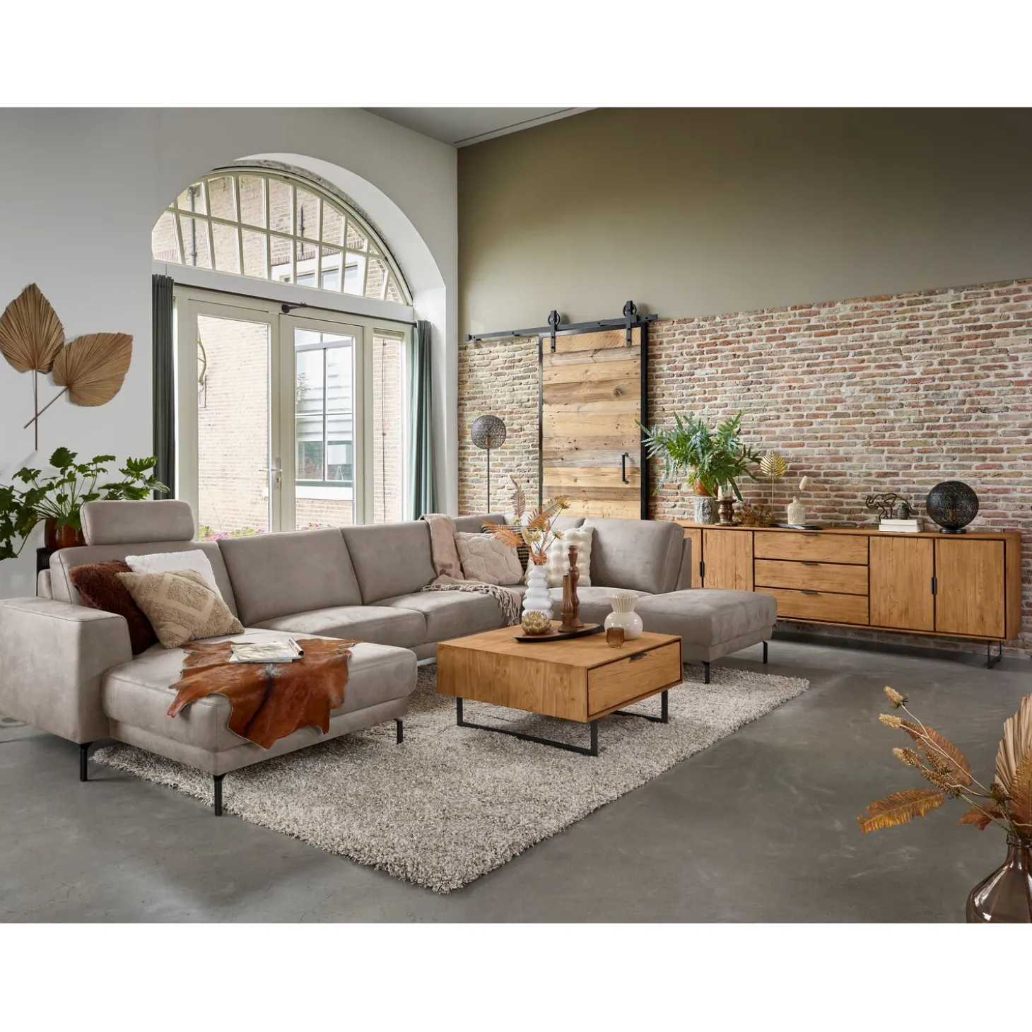 Hoekbank rechts Moscato Traagschuim beige relaxfunctie
