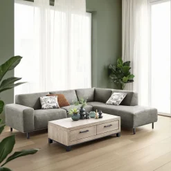 Hoekbank rechts Pantini Microleder grafiet basic comfort