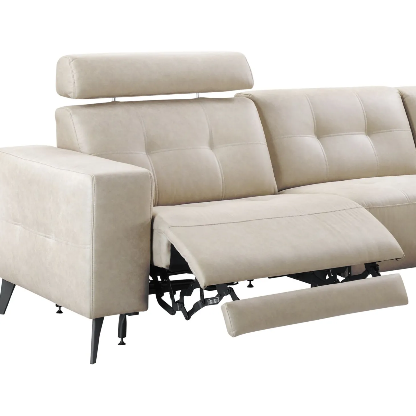 Hoekbank rechts Piorino Pocketvering lichtgrijs relaxfunctie