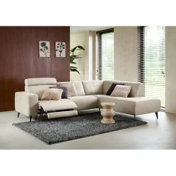 Hoekbank rechts Piorino Pocketvering lichtgrijs relaxfunctie