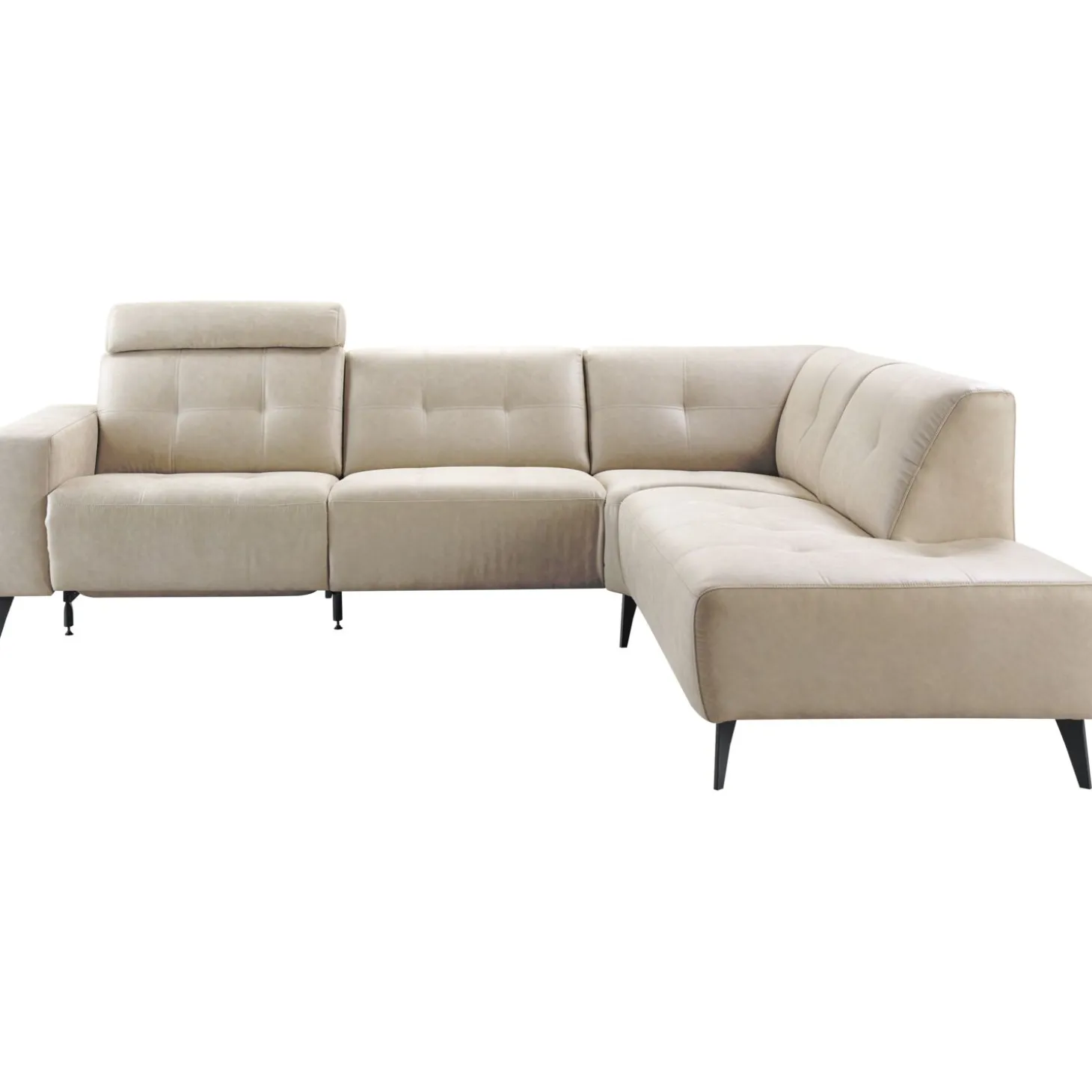 Hoekbank rechts Piorino Pocketvering lichtgrijs relaxfunctie