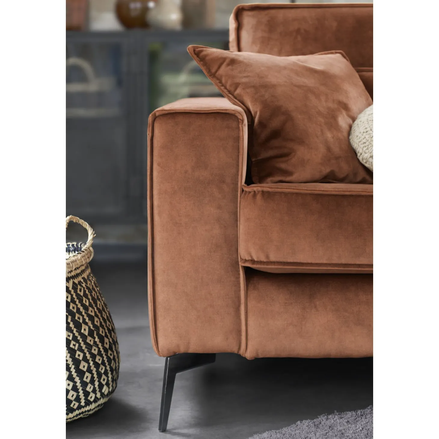 Hoekbank rechts Pomonte Velvet bruin basic comfort
