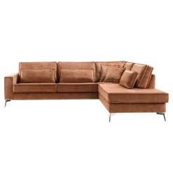 Hoekbank rechts Pomonte Velvet bruin basic comfort