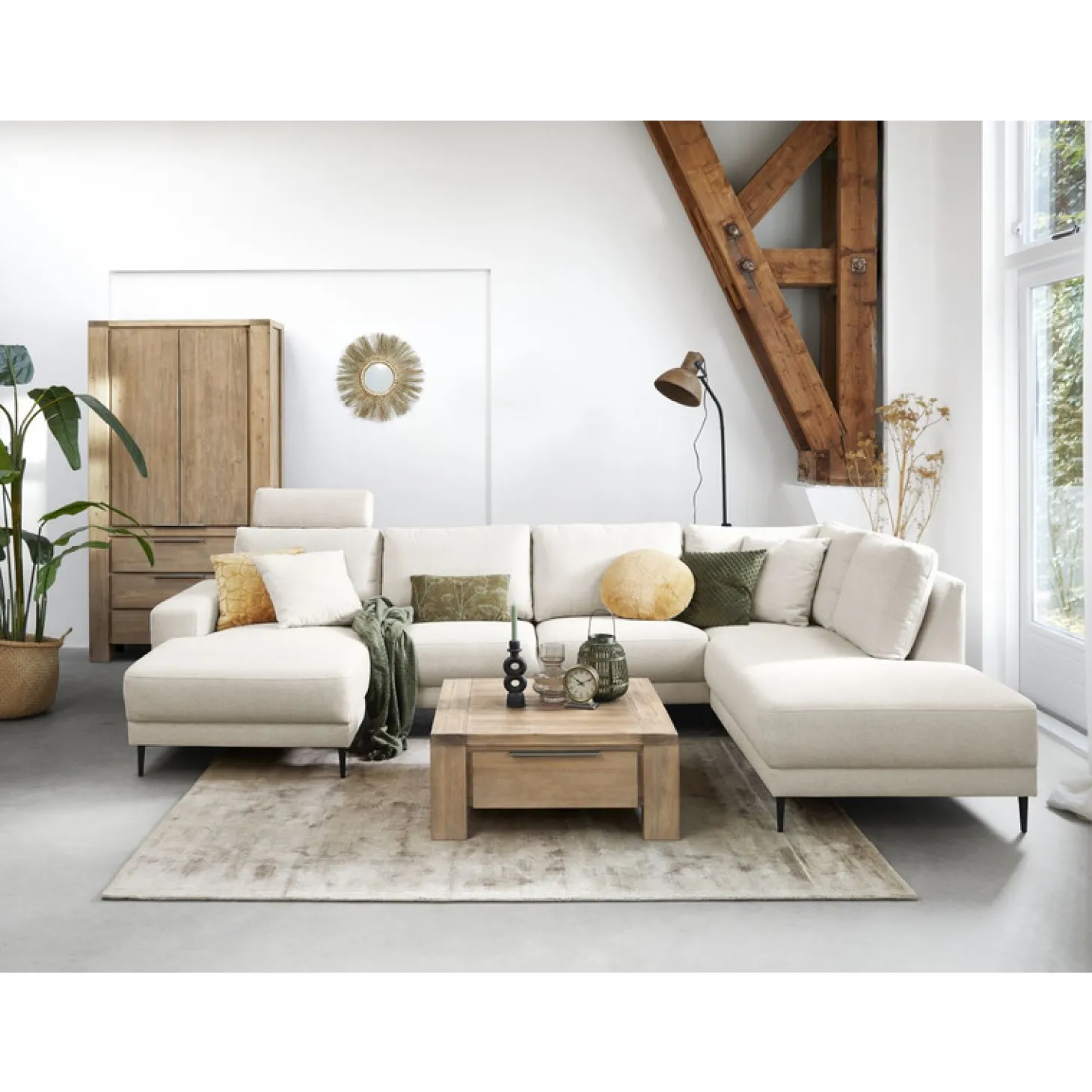 Hoekbank rechts Portona Ecru premium comfort