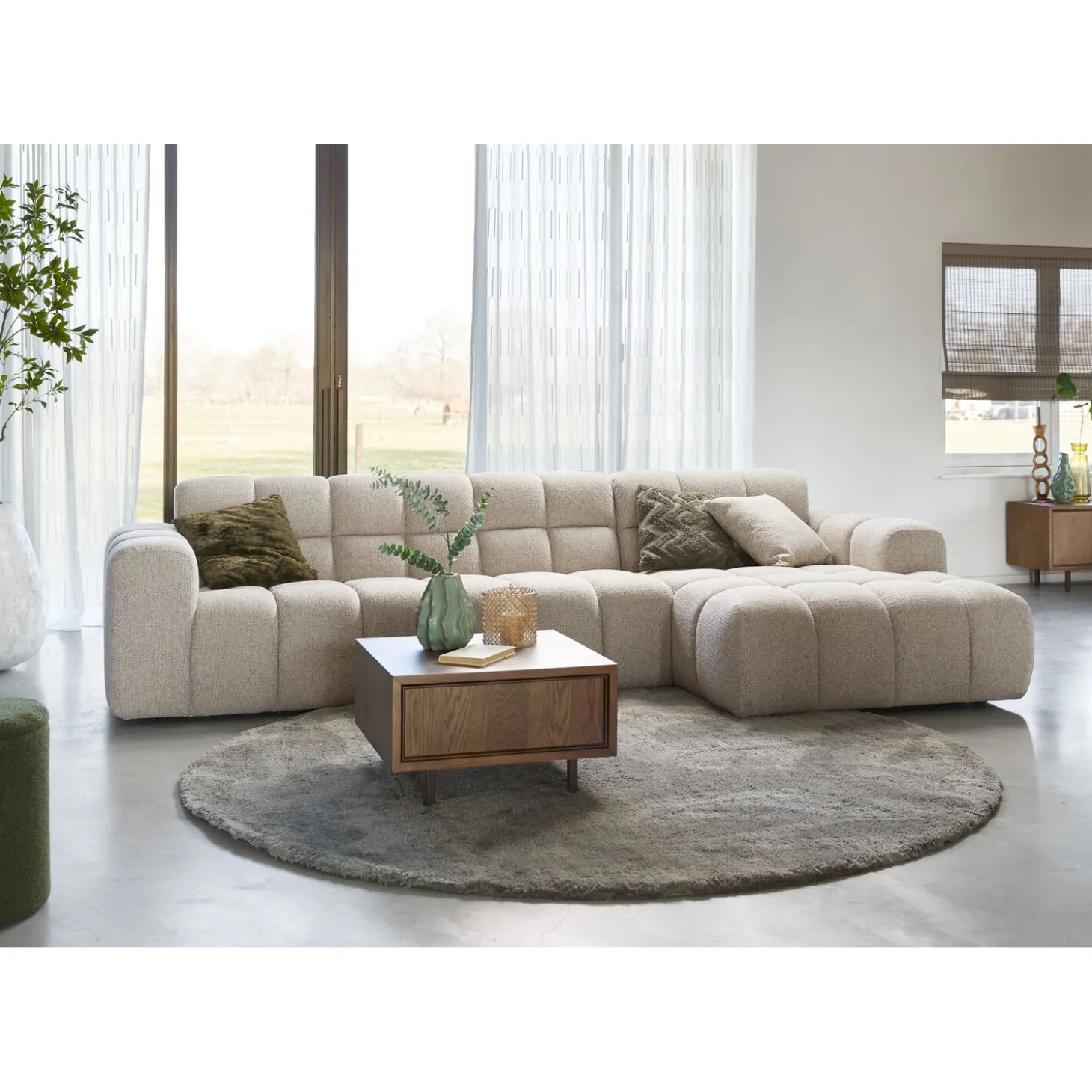 Hoekbank rechts Tirato Beige premium comfort
