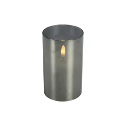 Kaars Caposele LED medium grijs glas rond