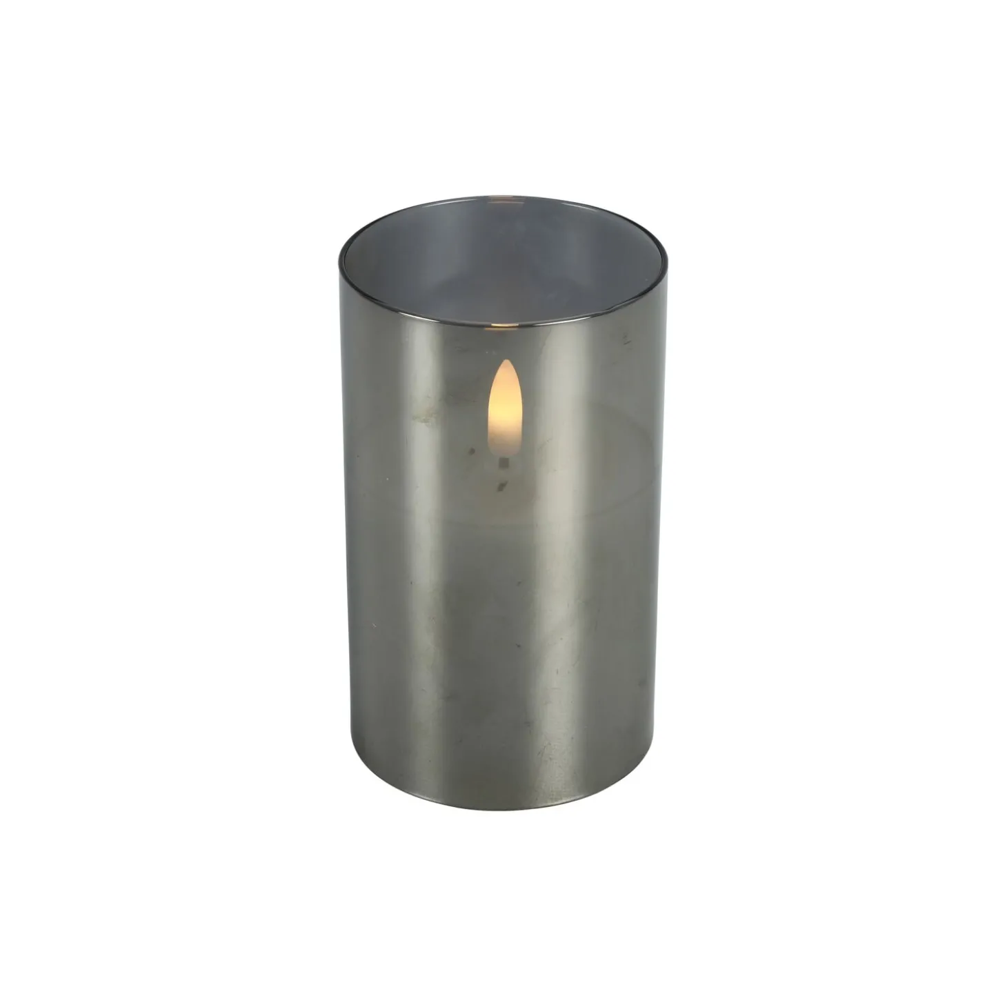 Kaars Caposele LED medium grijs glas rond