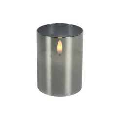 Kaars Caposele LED small grijs glas rond