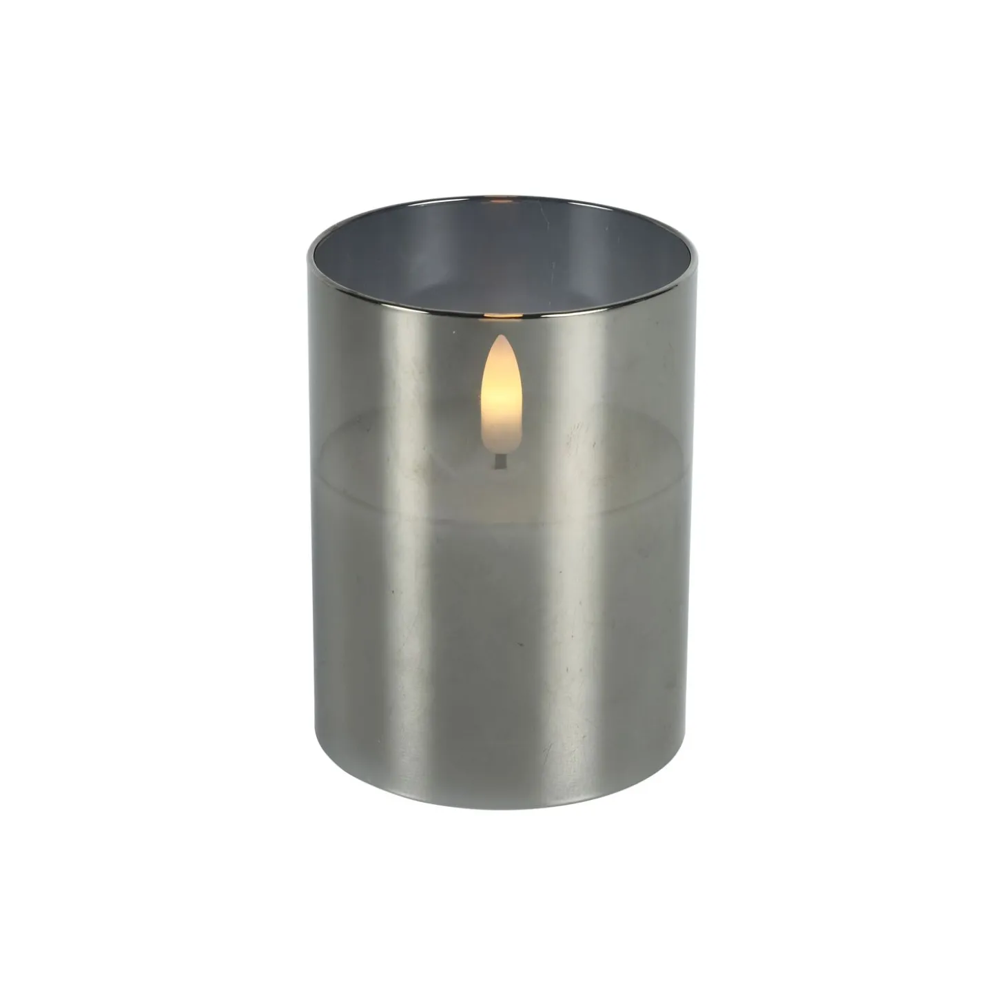 Kaars Caposele LED small grijs glas rond