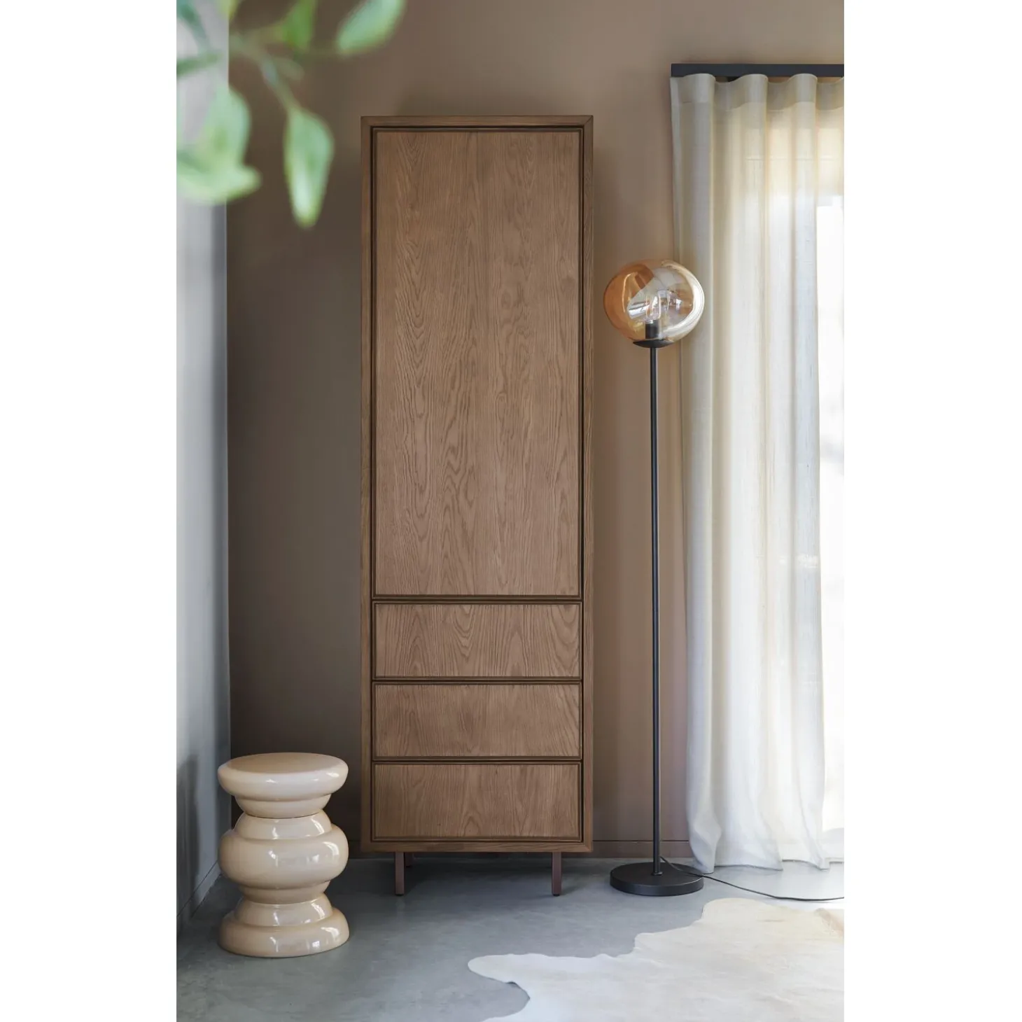 Opbergkast Calvo 202x060x040 cm bruin 3 lades