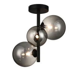 Plafondlamp Olivento Zwart smoke glas 3-lichts