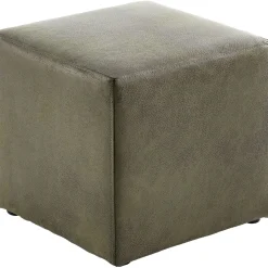 Poef Roby 40x40 cm microleder groen vierkant