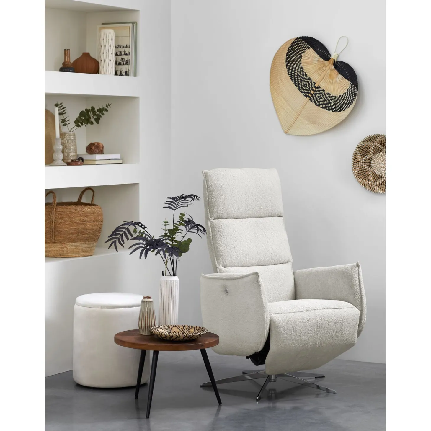 Relaxfauteuil Moio Verstelbare rug en voetensteun M lichtgrijs