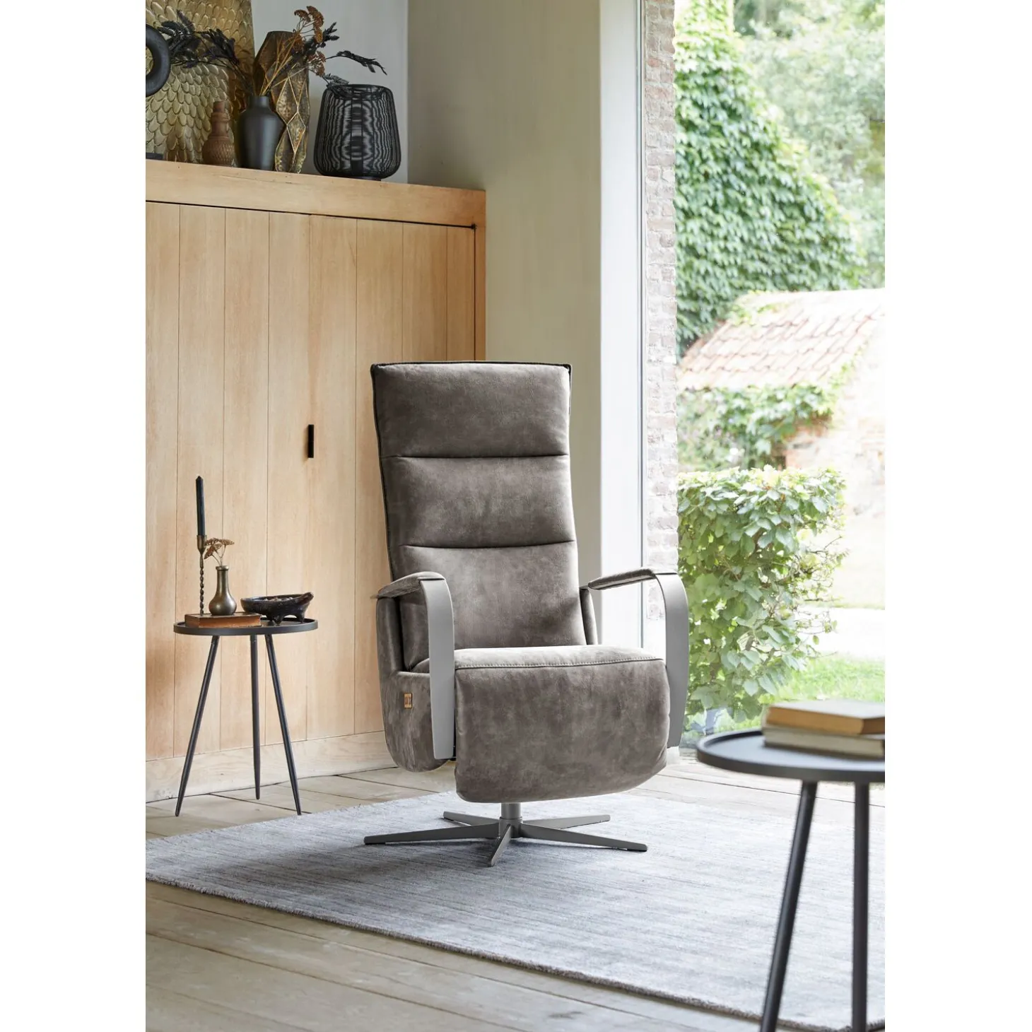 Relaxfauteuil Seduto Elektrisch microleder donkergrijs
