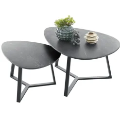 Salontafel Lineto 47x61 cm organisch zwart keramiek