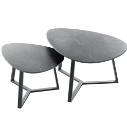 Salontafel Lineto 64x80 cm organisch zwart keramiek
