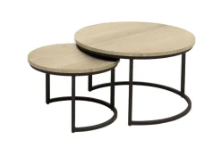 Salontafelset Lunata 55 en 75 cm rond fresh oak