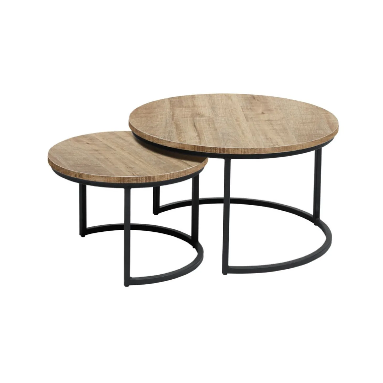 Salontafelset Lunata 55 en 75 cm rond mango