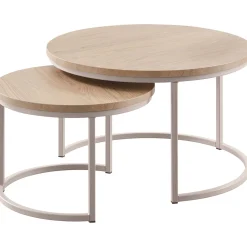 Salontafelset Lunata 55 en 75 cm rond misty oak