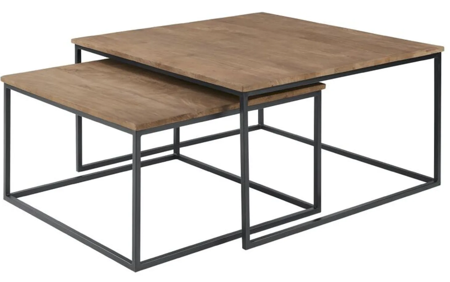 Salontafelset Pandera 65 en 80 vierkant mango bruin