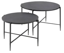 Salontafelset Pilunio 64 en 84 cm rond zwart