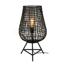 Tafellamp Scarperio Rond 33 cm rotan zwart