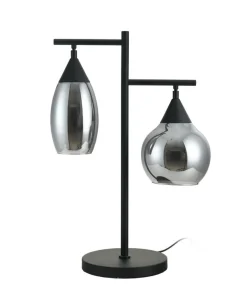 Tafellamp zwart Smoke glas 2-lichts - Lungo