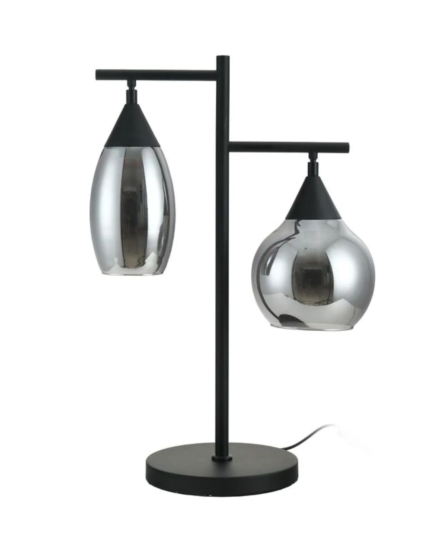 Tafellamp zwart Smoke glas 2-lichts - Lungo