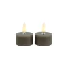 Theelicht Benevento LED grijs 4 cm rond set van 2