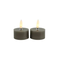 Theelicht Benevento LED grijs 4 cm rond set van 2