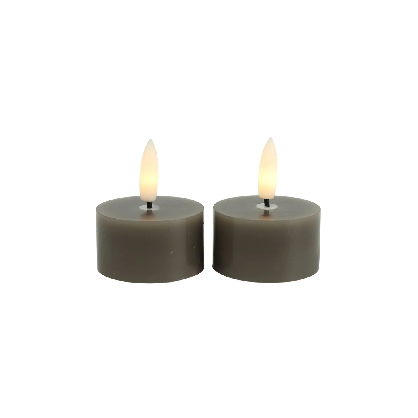 Theelicht Benevento LED grijs 4 cm rond set van 2