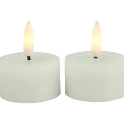 Theelicht Benevento LED wit 4 cm rond set van 2