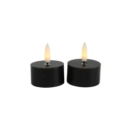 Theelicht Benevento LED zwart 4 cm rond set van 2