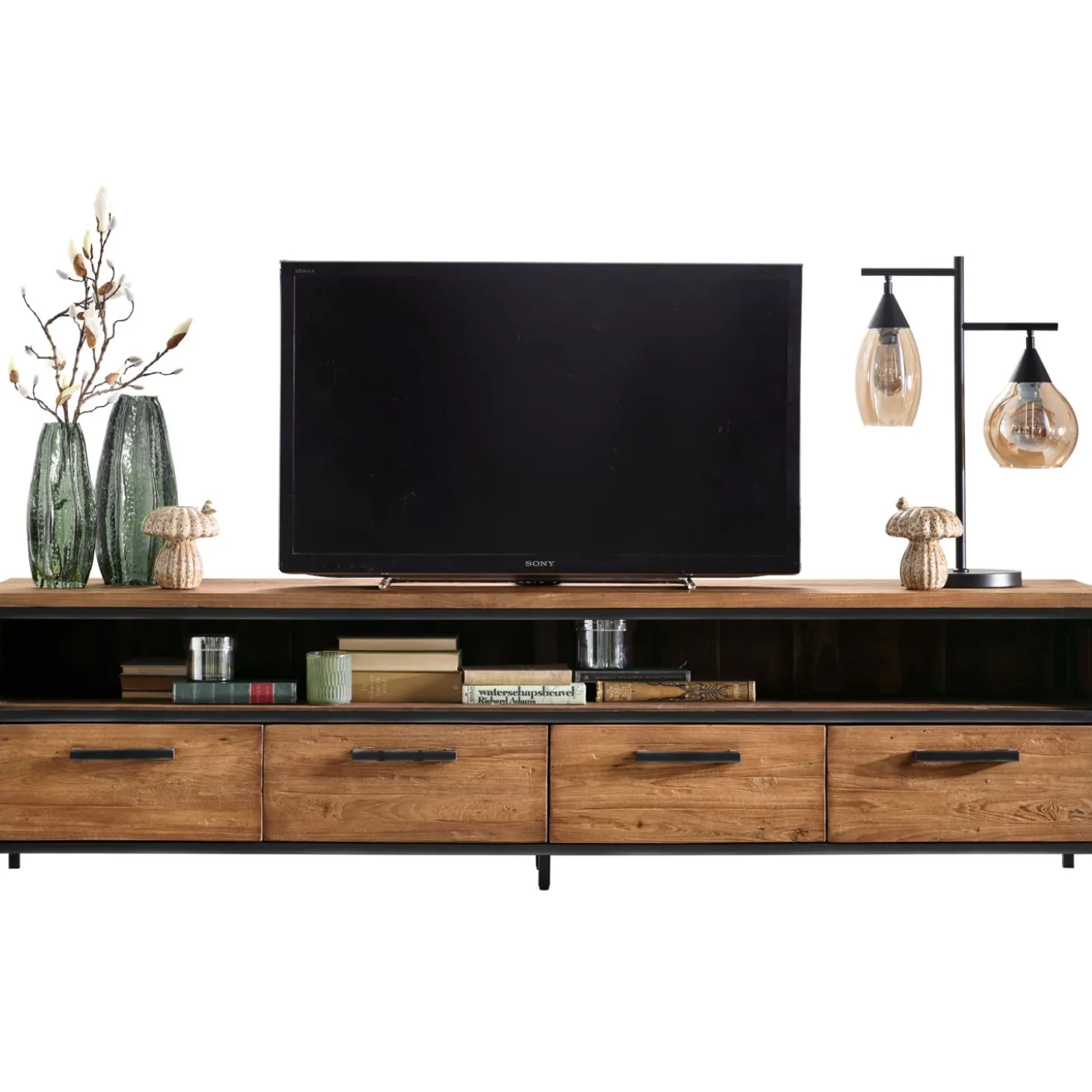 TV-meubel ROMARO (200 CM) teakhout mix rough