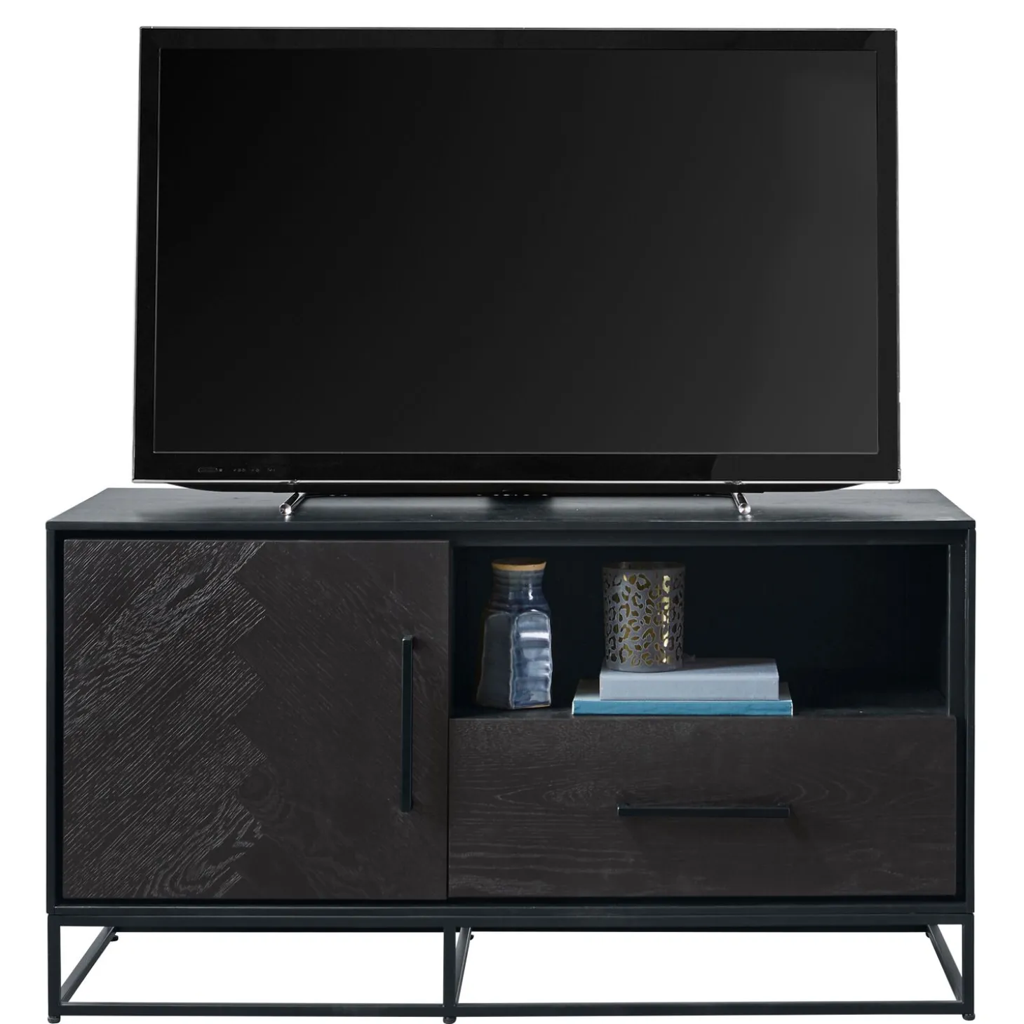TV-meubel Vinito (109 CM) eiken fineer zwart