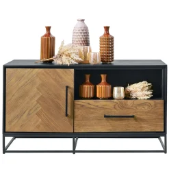 TV-meubel Vinito (109 CM) eiken fineer zwart/naturel