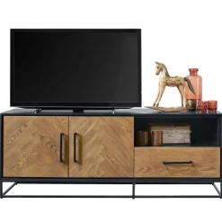 TV-meubel Vinito (154 CM) eiken fineer zwart/naturel