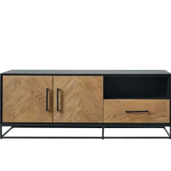 TV-meubel Vinito (154 CM) eiken fineer zwart/naturel