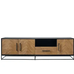 TV-meubel Vinito (199 CM) eiken fineer zwart/naturel