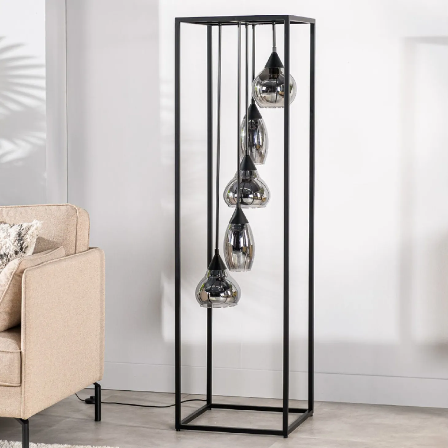 Vloerlamp frame Smoke glas 5-lichts - Lungo