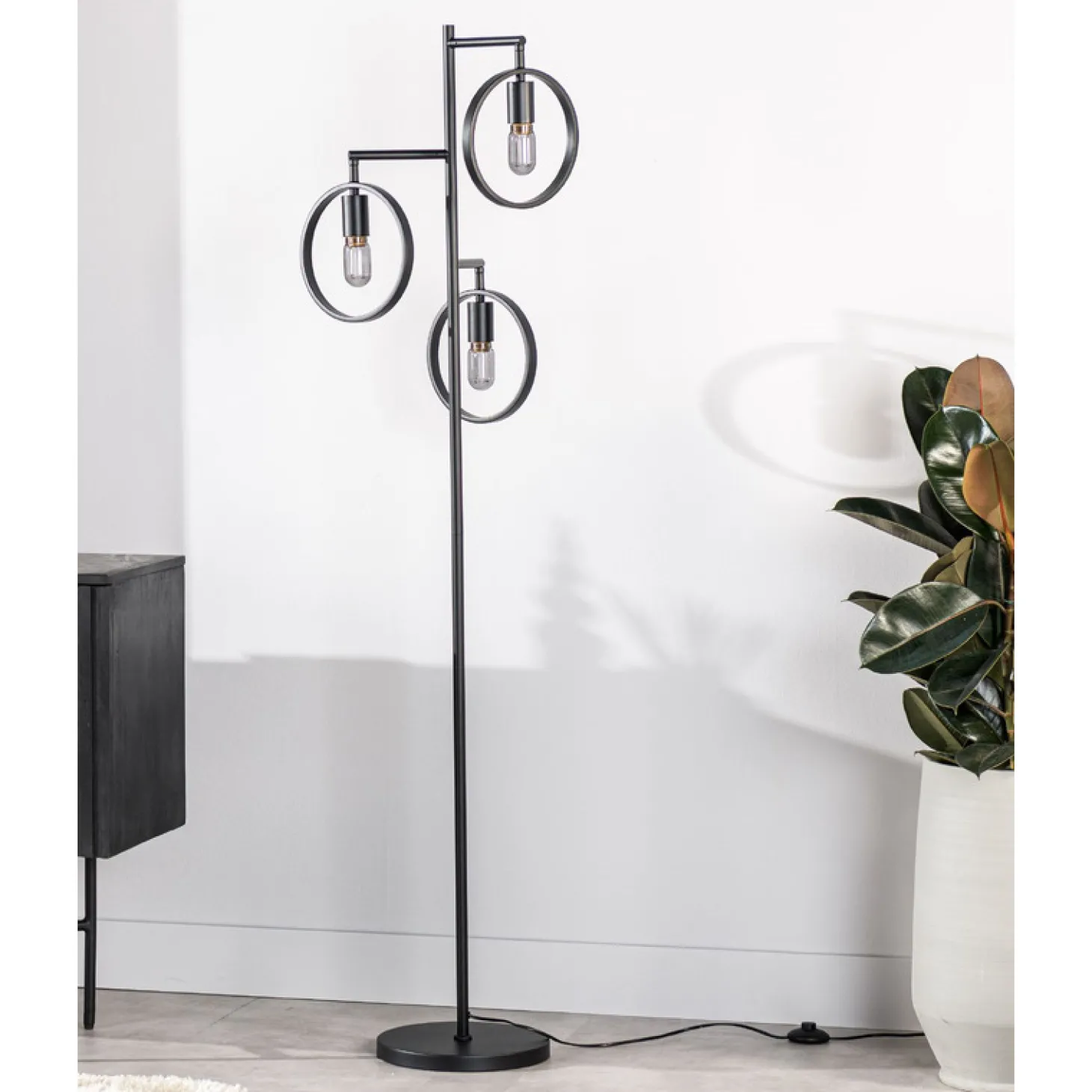 Vloerlamp Girare Zwart metaal 3-lichts