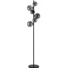 Vloerlamp Olivento Zwart smoke glas 6-lichts