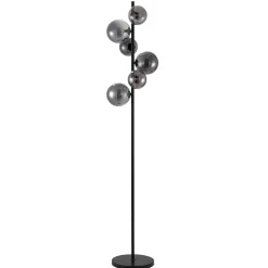 Vloerlamp Olivento Zwart smoke glas 6-lichts