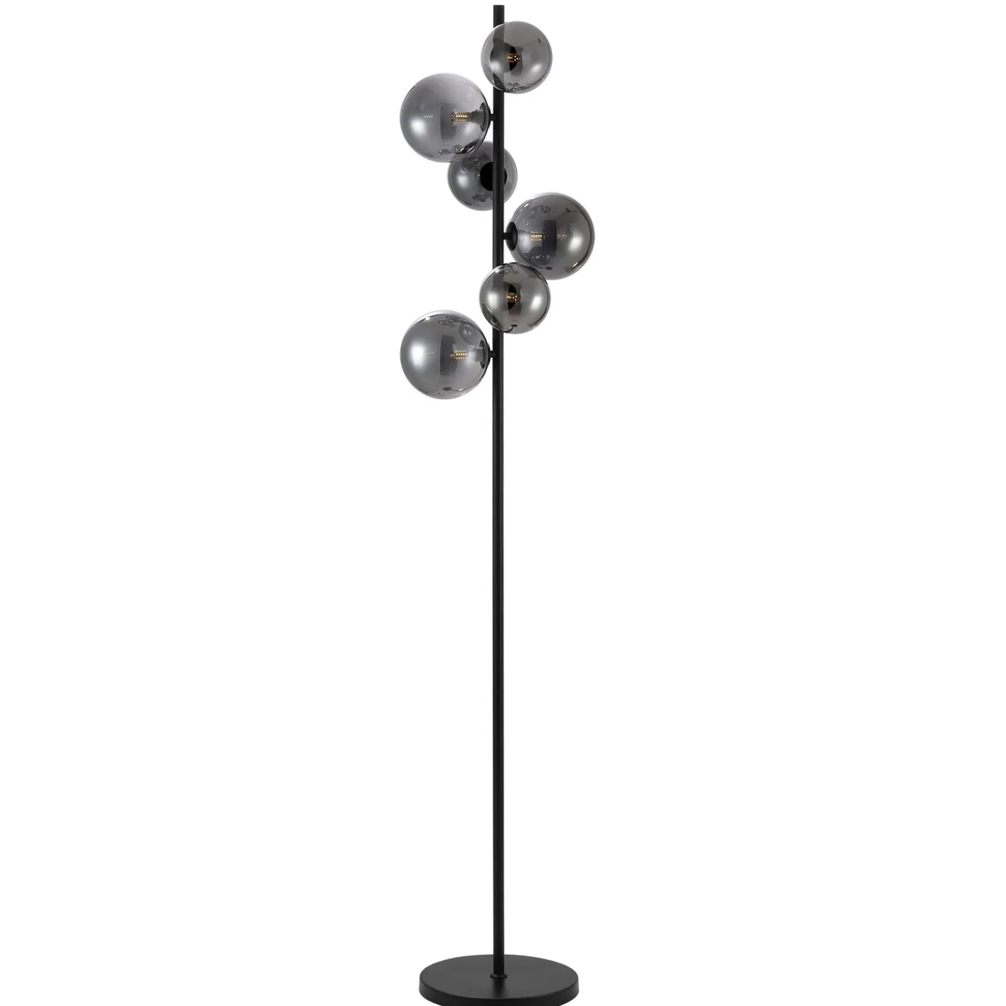 Vloerlamp Olivento Zwart smoke glas 6-lichts