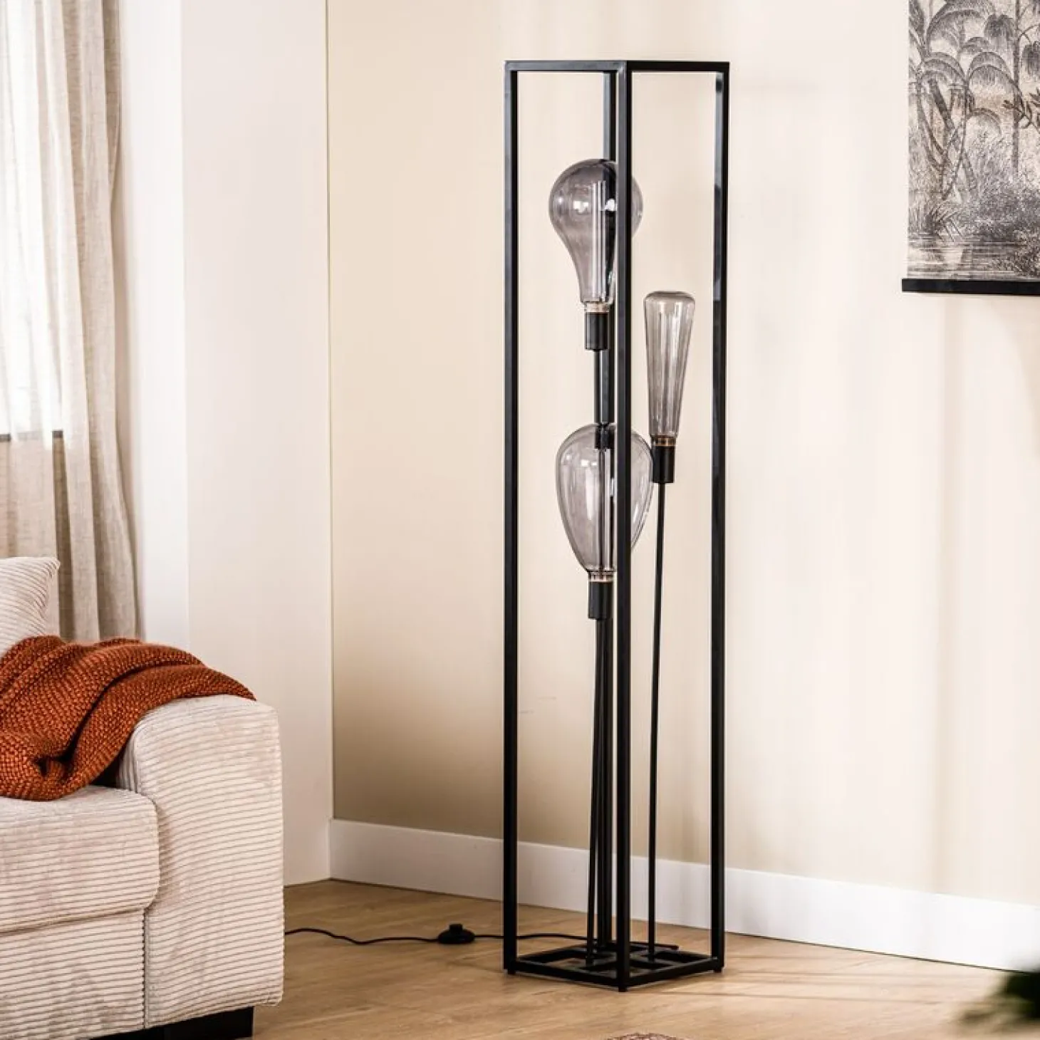 Vloerlamp Tiamo Zwart staal 160x25 cm