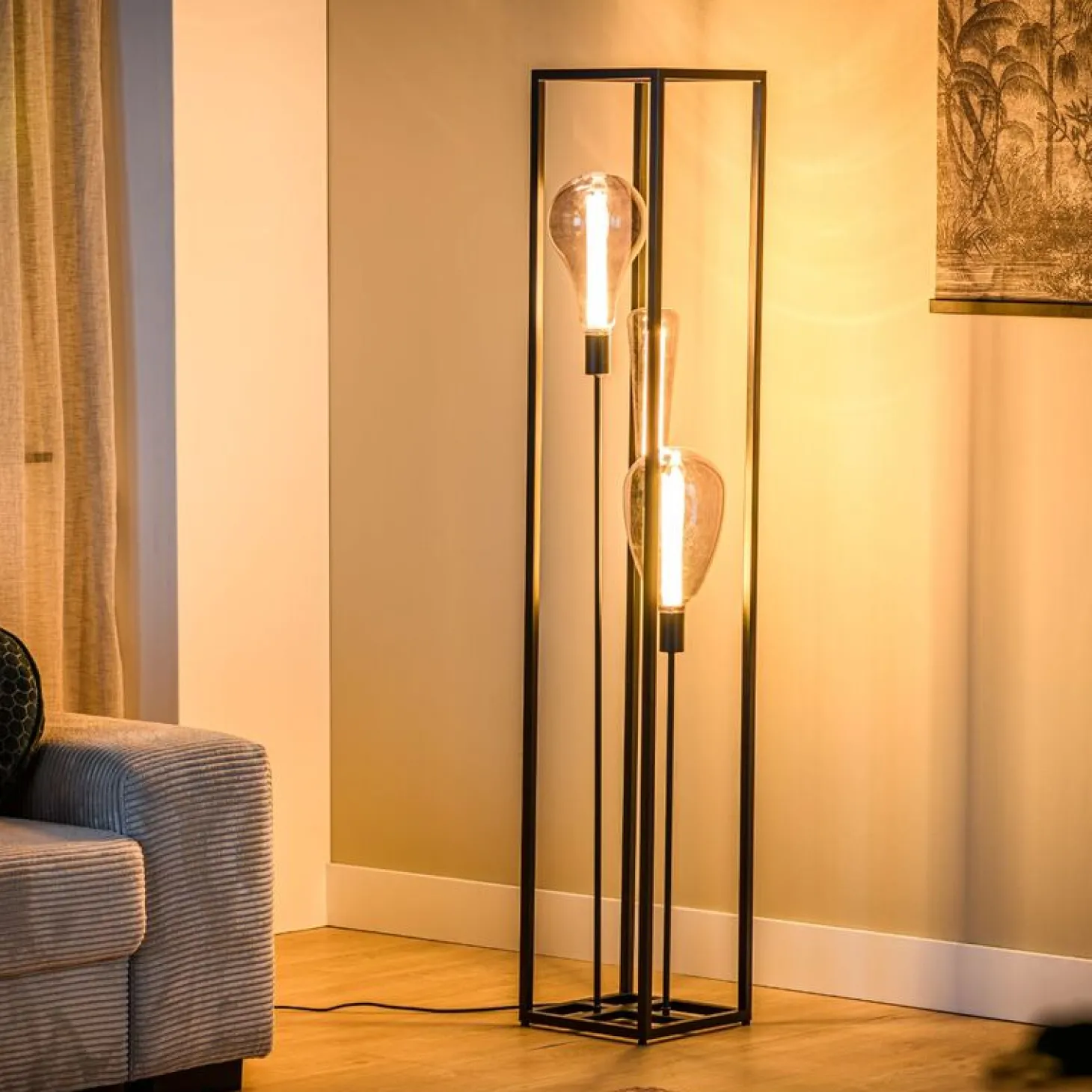Vloerlamp Tiamo Zwart staal 160x25 cm