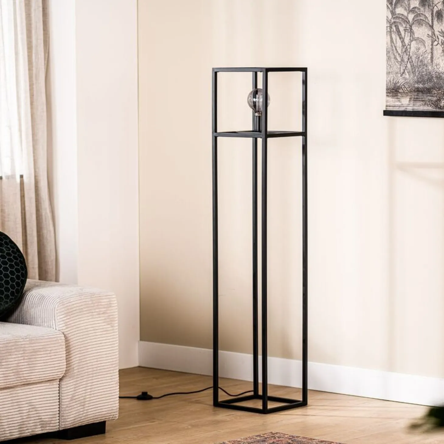 Vloerlamp Tiamo Zwart staal 140x28 cm