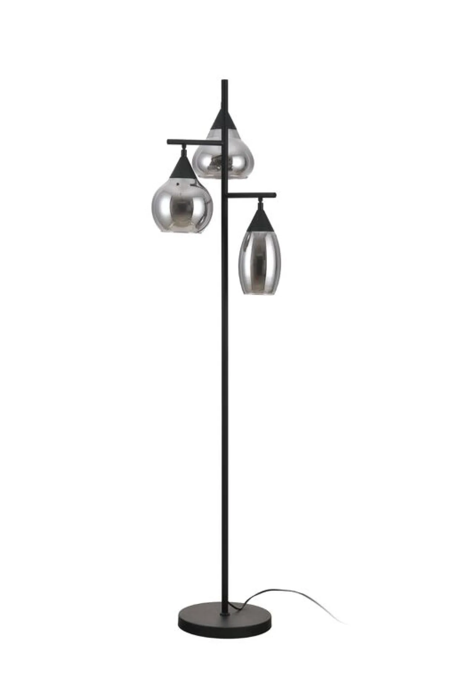 Vloerlamp zwart Smoke glas 3-lichts - Lungo